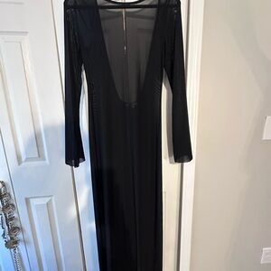 Reformation Elegant Black Long Sleeve Backless Dress